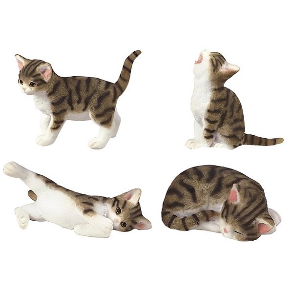 FC Design 3"H differne Poses Miniature tan Tabby Cats Figurine 4 PCS Home Room Decor F.C Design