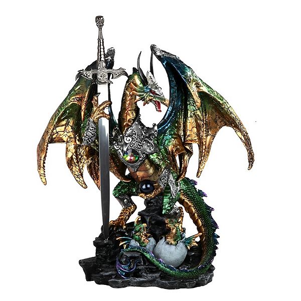 FC Design 15.5"H Green Dragon with Sword Statue Fantasy Decoration Figurine Home Room Decor F.C Design