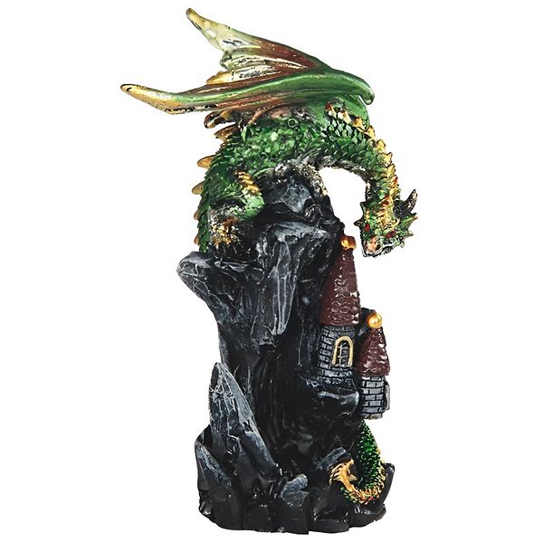 FC Design 4"H Medieval Green Dragon on Castle Statue Fantasy Decoration Figurine Home Room Decor F.C Design