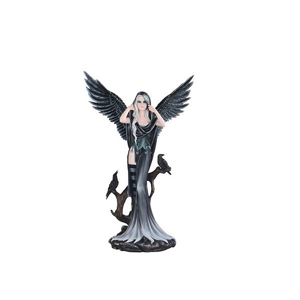 FC Design 24"H Dark Angel Fairy with Two Crows Statue Fantasy Decoration Figurine Large Sculpture Home Room Decor F.C Design