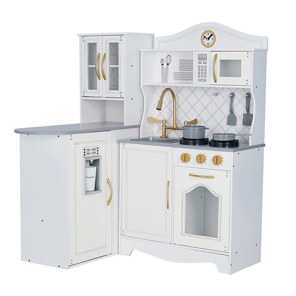 Teamson Kids Little Chef Upper East Retro Play Kitchen - White & Gold Teamson Kids