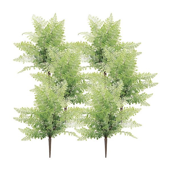 Pack of 6 Artificial Plastic Green Fern Bush 19" Contemporary Home Living