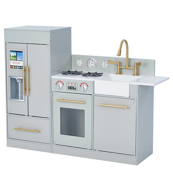 Teamson Kids Little Chef Chelsea Modern Play Kitchen - Silver Grey & Gold Teamson Kids