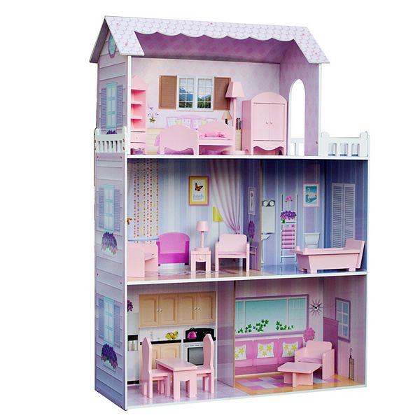 Teamson Kids Olivia's Little World 12-inch Pink Dreamland Tiffany Dollhouse with Matching Pink Accessories Teamson Kids