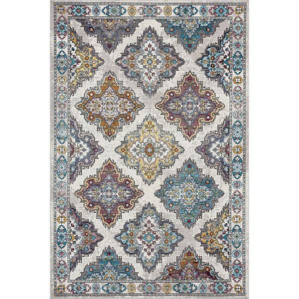 5' x 7.5' Ivory and Gray Bohemian Mosaic Rectangular Area Throw Rug Contemporary Home Living