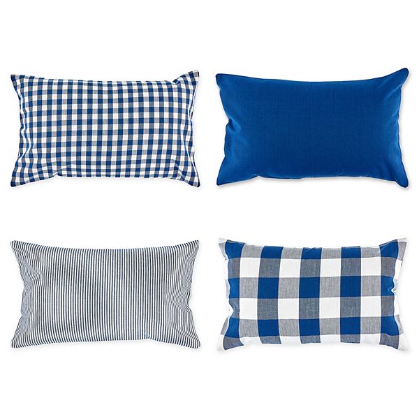 Set of 4 Blue and White Cotton Pillow Cover 20" Contemporary Home Living