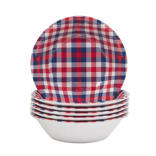 Certified International Patriotic Plaid 6-pc. Melamine All-Purpose Bowl Set Certified International