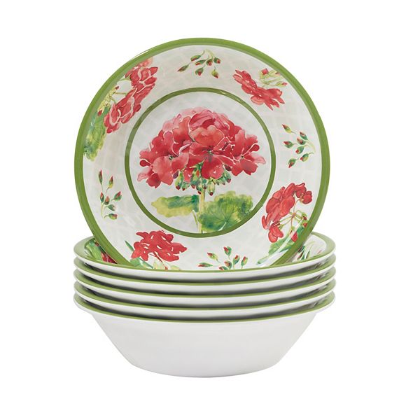 Certified International Geraniums 6-pc. Melamine All-Purpose Bowl Set Certified International