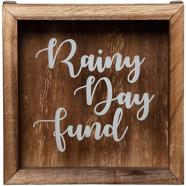 Genie Crafts Wooden Shadow Box Bank, Rainy Day Fund (7.1 x 1.8 Inches) Juvale