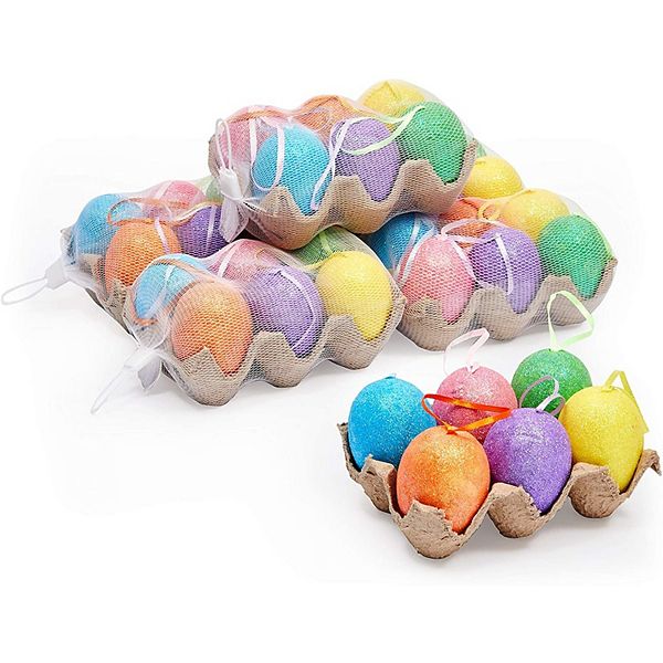 Easter Egg Ornaments in 6 Sparkle Colors (36 Pack) Juvale