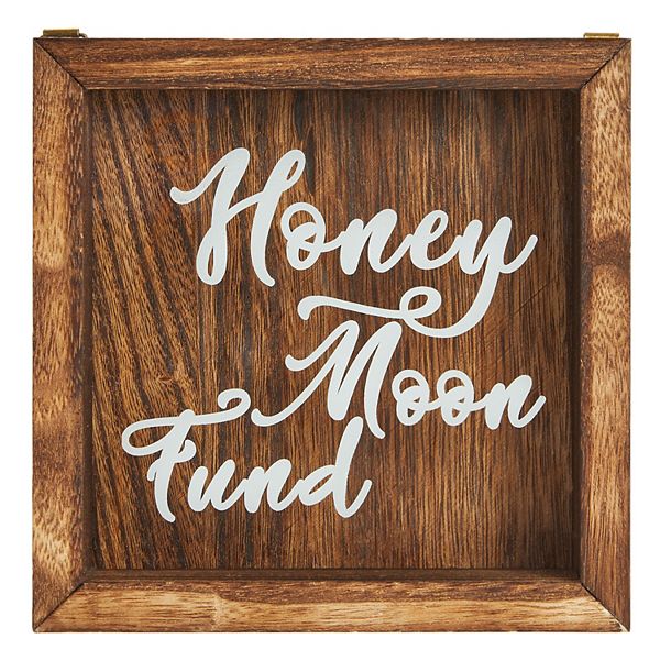 Wood Honeymoon Fund Box Wedding Gifts, Shadow Piggy Bank, Rustic Home Decor Supplies (7x7 In) Juvale