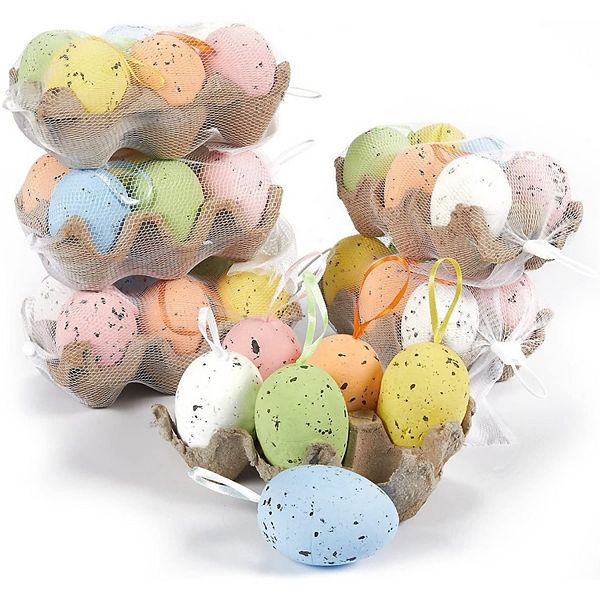 Easter Egg Ornaments in 6 Colorful Metallic Gold Designs (36 Pack) Juvale