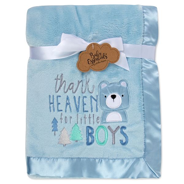 Baby Essentials "Thank Heaven For Little Boys" Plush Baby Blanket Baby Essentials