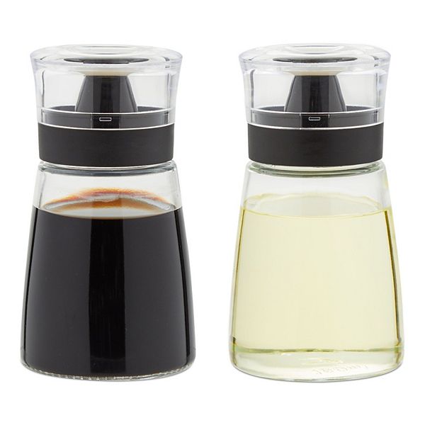 2 Piece Small Oil And Vinegar Dispensers, 5.5 Oz Glass Bottles W/ No Drip Tops Juvale