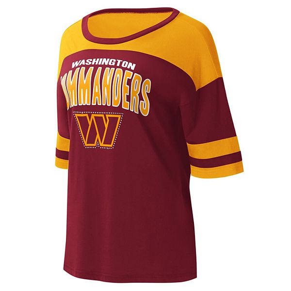 Women's G-III 4Her by Carl Banks Burgundy/Gold Washington Commanders Play the Ball T-Shirt In The Style