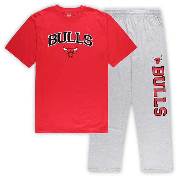 Мужской комплект Concepts Sport Chicago Bulls из футболки и брюк для сна, красный/серый, большой размер Unbranded