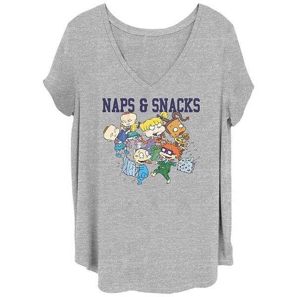 Футболка Plus Size Nickelodeon Rugrats с графикой Naps And Snacks и V-образным вырезом Nickelodeon