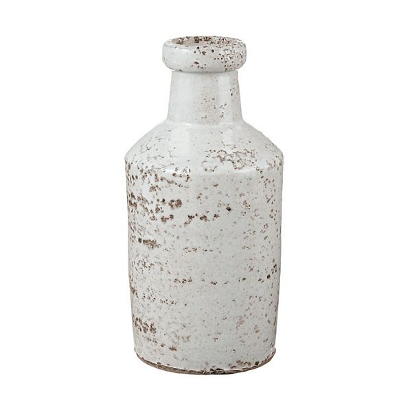 8” White Rustic Milk Vase Bottle Contemporary Home Living