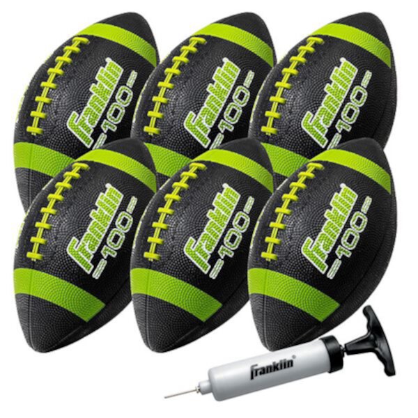 Мячи для упражнений Franklin Sports Grip-Rite 100 - 6 мячей для детей с насосом, 10 дюймов, резина с высоким сцеплением Franklin Sports