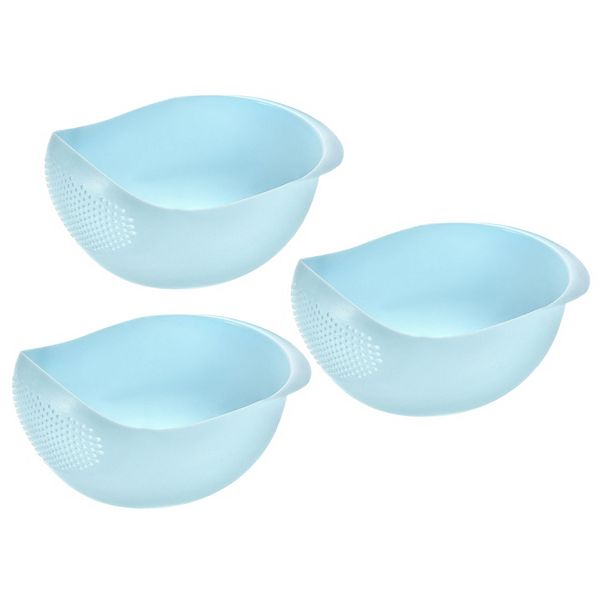 3pcs Rice Washing Basket Vegetable Fruit Colander Strainer Unique Bargains