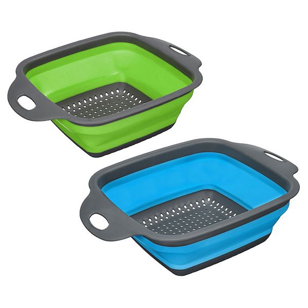 Collapsible Colander Set, 2 Size Silicone Square Strainer, Large and Small Unique Bargains