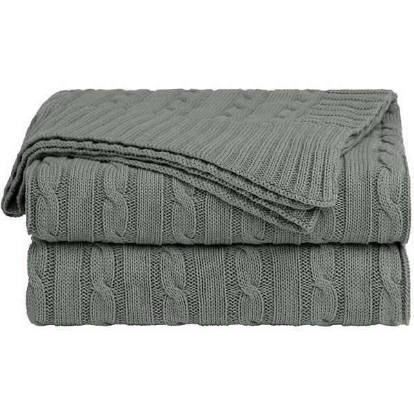 100% Cotton Cable Knit Throw Bed Blanket 1 Pc Throw 50"x60" PiccoCasa