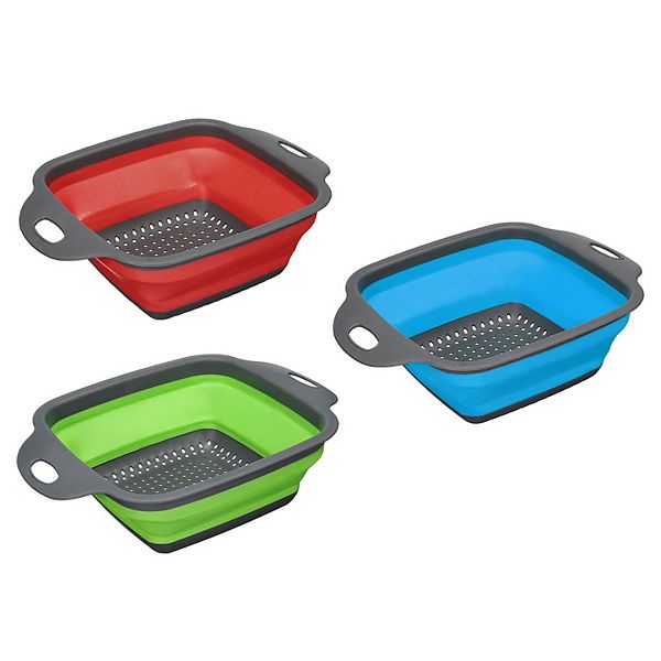 Collapsible Colander Set, 3 Pcs Silicone Square Strainer, Small Unique Bargains