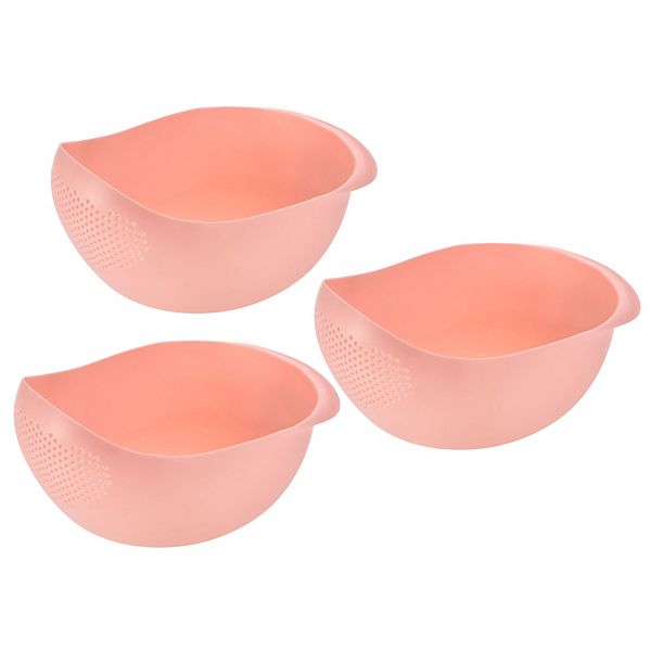 3pcs Rice Cleaning Basket Washing Basket Vegetable Fruit Draining Bowl Unique Bargains