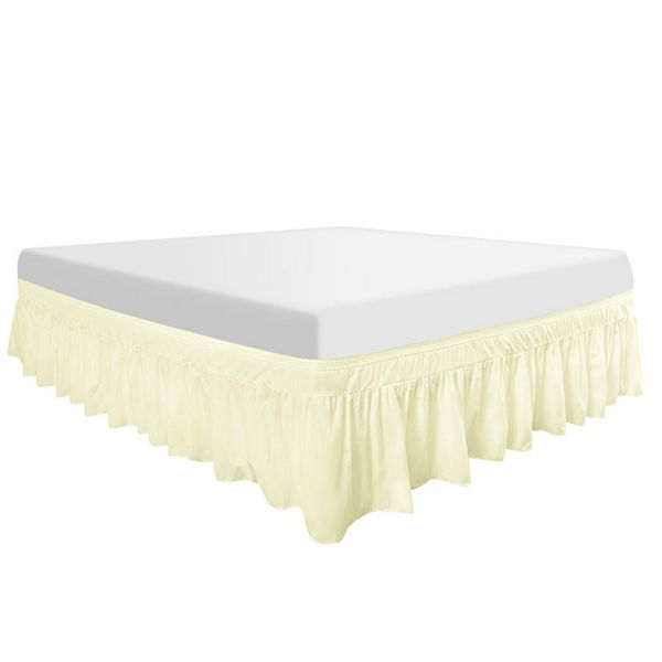 Bed Skirt Polyester Brushed Elastic Dust Ruffles 16 Inch Drop King 78" X 80" PiccoCasa