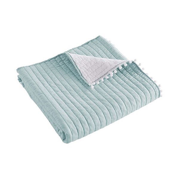 Levtex Home Pom Pom Blue Haze Quilted Throw Levtex