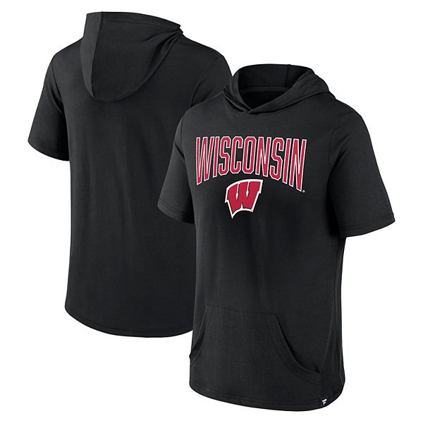 Мужская Футболка Fanatics Черная Wisconsin Badgers Outline Lower Arch Hoodie Fanatics