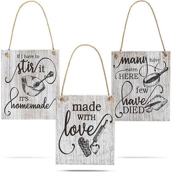 Juvale Wood Farmhouse Signs for Kitchens (3 Designs, 7.8 x 9.36 in, 3 Pack) Juvale