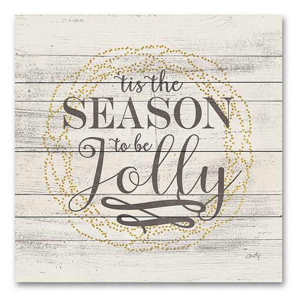 Ivory and Black Tis the Season Christmas Square Wall Art Decor 12" x 12" Penny Lane Publishing