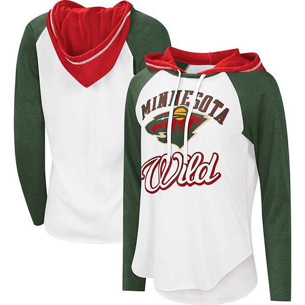 Женская Футболка G-III Sports by Carl Banks Белая/Пепельно-Зеленая Minnesota Wild MVP Raglan Легкая С Капюшоном G-III Sports by Carl Banks