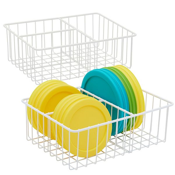 2 Pack White Wire Basket for Organizing Storage Pantry Food Container 10x8x3.7” Farmlyn Creek