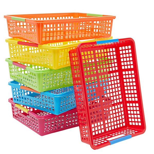 6 Pack Colorful Bins for Classroom Organization for Paper, Homework, 13.5 x 10" Bright Creations