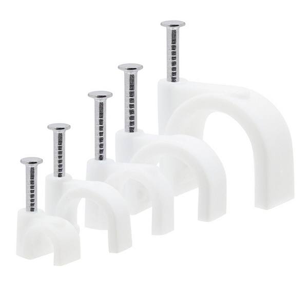 500 Pack Round Cable Wire Clips for Wall Mounted Cord Management in 5 Sizes, White (4mm, 6mm, 8mm, 10mm, 14mm) Juvale