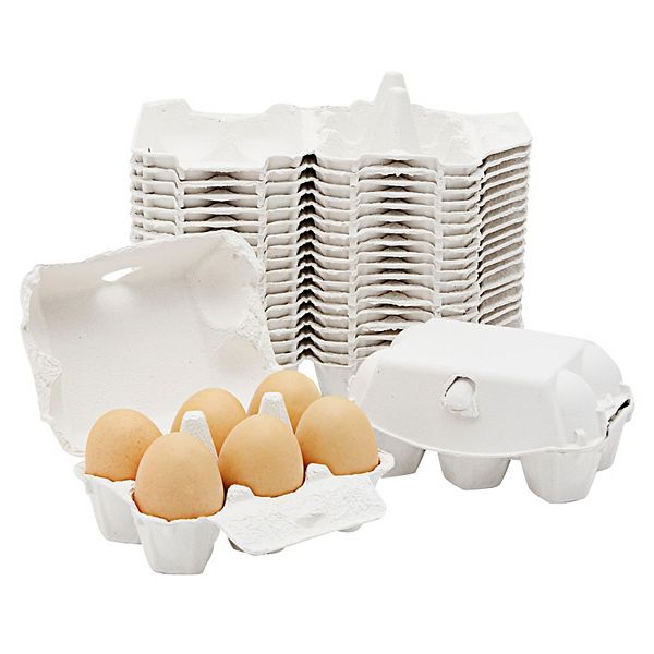 20 Pack, 6 Count Empty Egg Cartons For Chicken Eggs, 1/2 Dozen Cartons, White Juvale