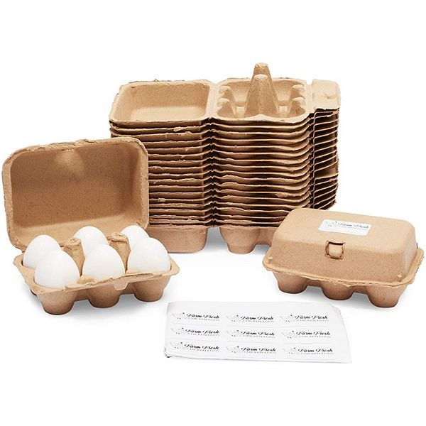 Half Dozen Egg Cartons with 25 Labels (Brown, 20 Pack) Okuna Outpost