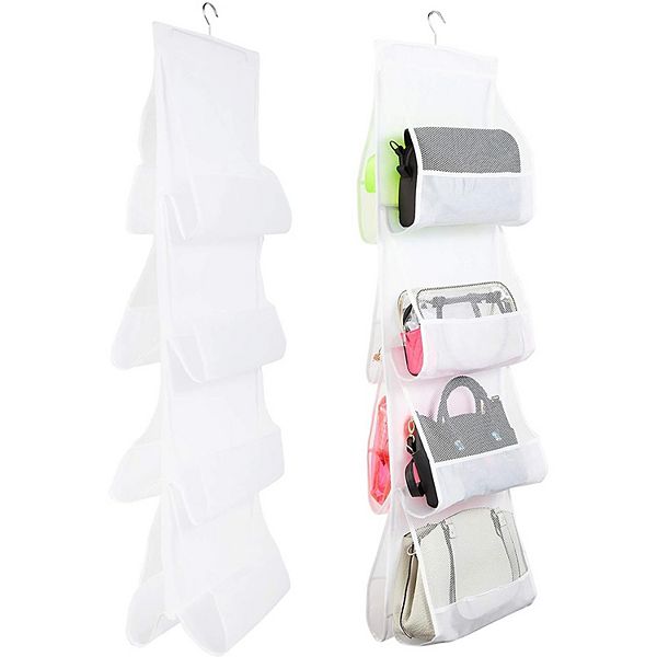 Okuna Outpost Hanging Purse Organizer for Closet Storage, White Mesh (48 x 13.8 in, 2 Pack) Okuna Outpost