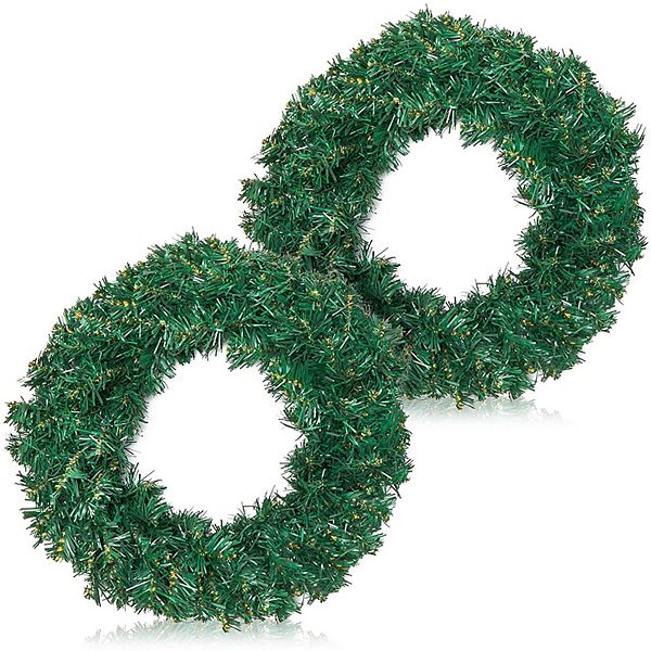 Wreaths for Front Door, Christmas Wreath (14 in, 2 Pack) Okuna Outpost