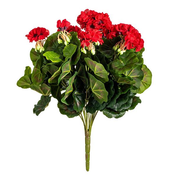 Vickerman 17.5" Artificial Red Polyester Geranium Bush Vickerman