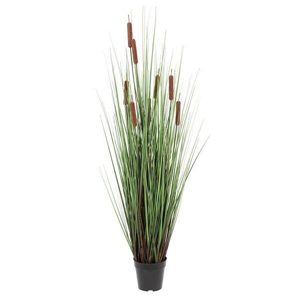 Vickerman 48" Artificial Potted Green Straight Grass and Cattails Vickerman