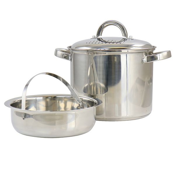 Oster Cocina Sangerfield 5 Quart Stainless Steel Pasta Pot with Strainer Lid and Steamer Basket Oster Cocina