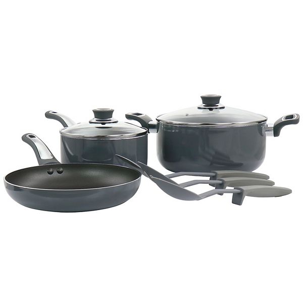 Oster Cocina Legacy 8 Piece Aluminum Nonstick Cookware Set in Gray Oster Cocina