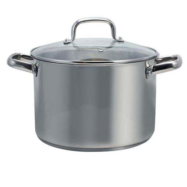 Oster Cocina Adenmore 8 Quart Stainless Steel Stock Pot with Tempered Glass Lid Oster Cocina