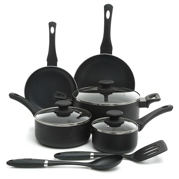 Oster Cocina Ashford 10 Piece Aluminum Nonstick Cookware Set in Black Oster Cocina