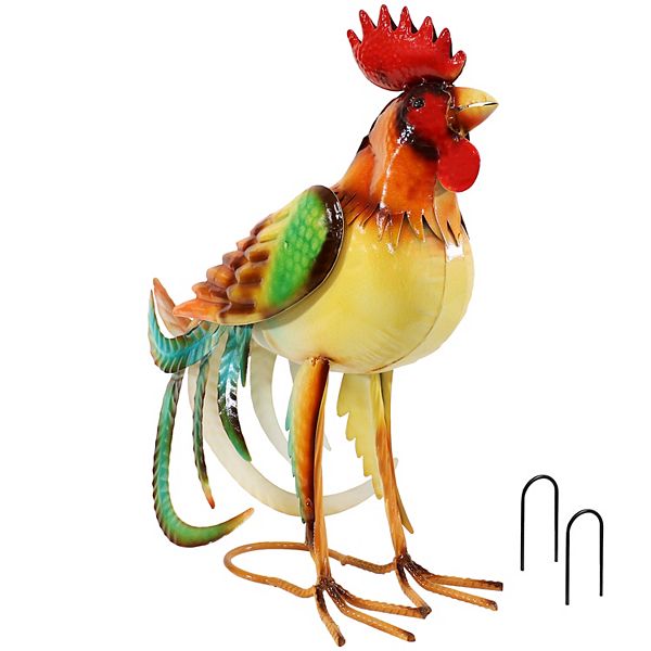 Sunnydaze Romeo The Rooster Outdoor Metal Statue - 16 In Sunnydaze Decor