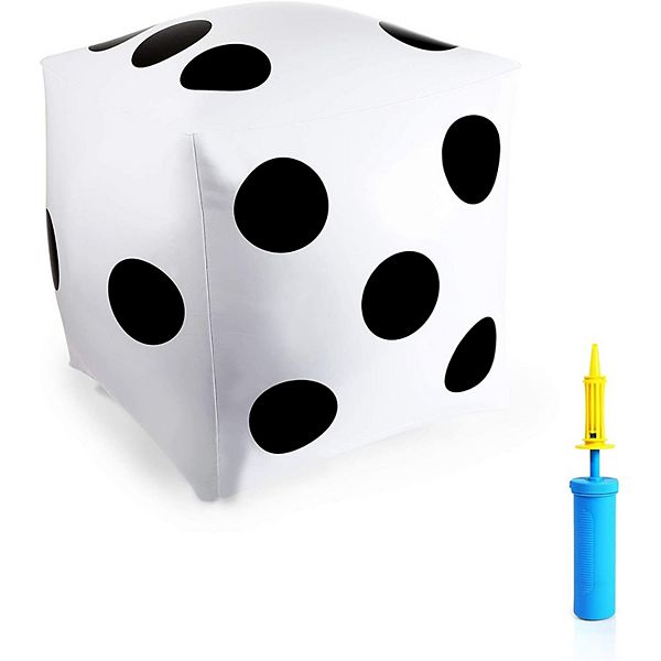 2 Pack Big Dice for Adults, Kids with Air Pump for Summer Outdoor Games, Parties, White (20 in) Okuna Outpost