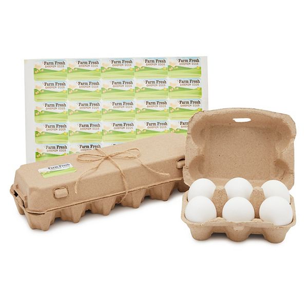 20 Reusable Paper Egg Cartons, 12 and 6 Count Sizes with 125 Labels, Jute String (146 Pieces) Okuna Outpost